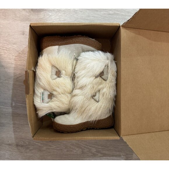 PAJAR Gorgeous Girl's Winter Boots WHITE Fur Trimmed Italian Wool - Picture 8 of 16